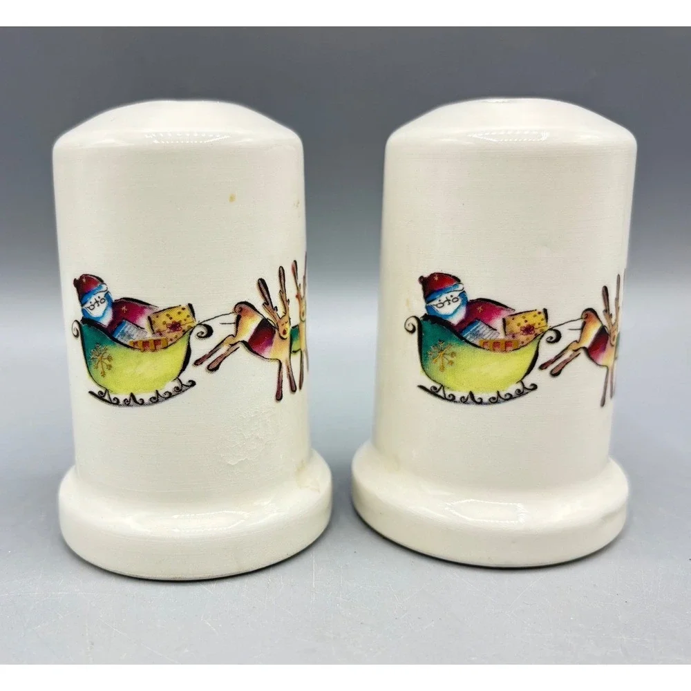 Rosanna Made in Italy Christmas Holiday‎ Santa Reindeer Salt Pepper Shakers